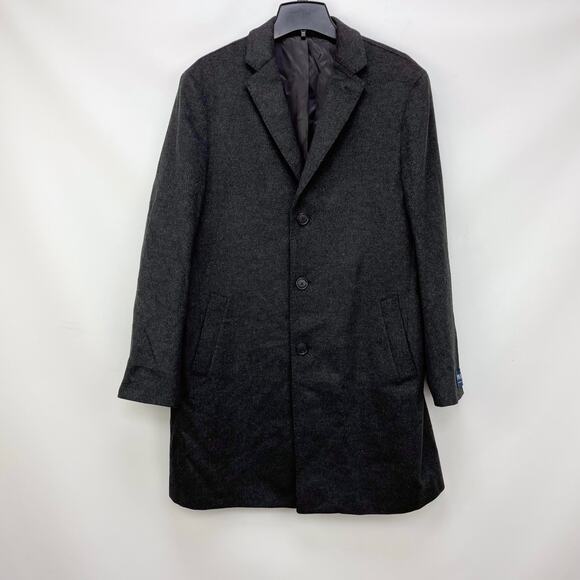 Nordstroms JWN Men Dress OverCoat 42L Gray Traditional Fit Wool & Cashmere NWT